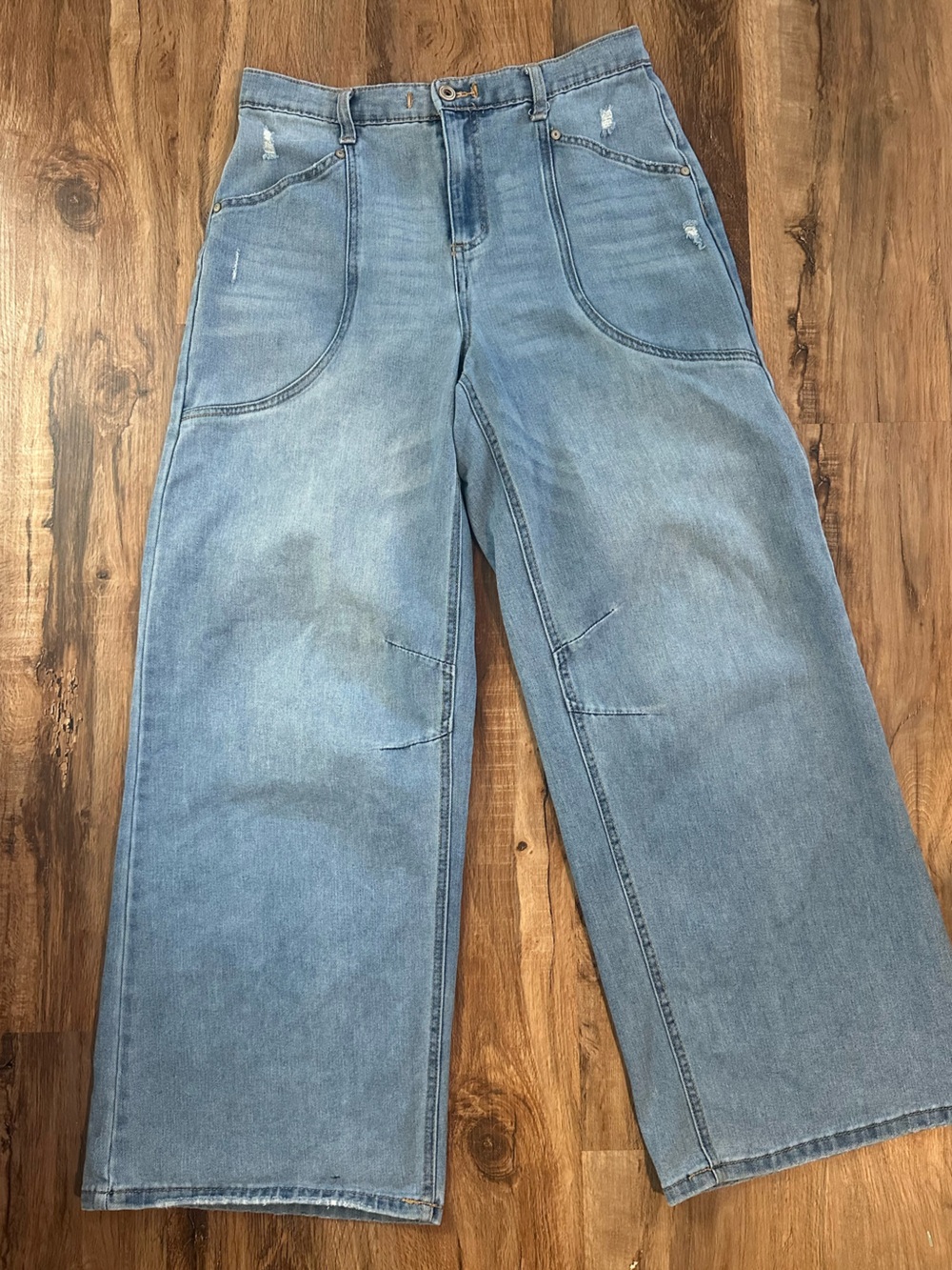 Wide Leg High Rise Blue Jeans